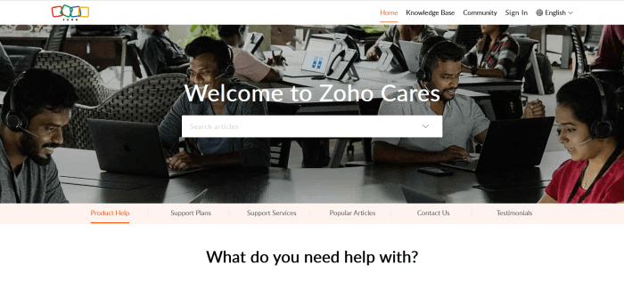Zoho customer support