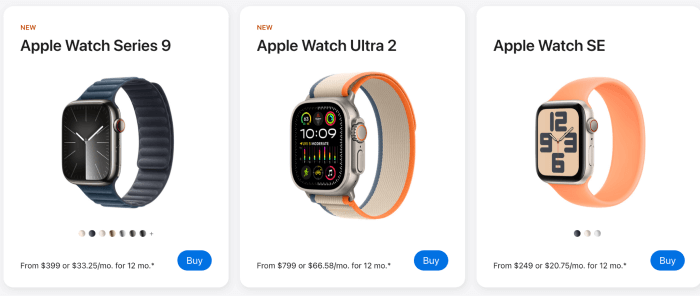 Apple Watch pricing options