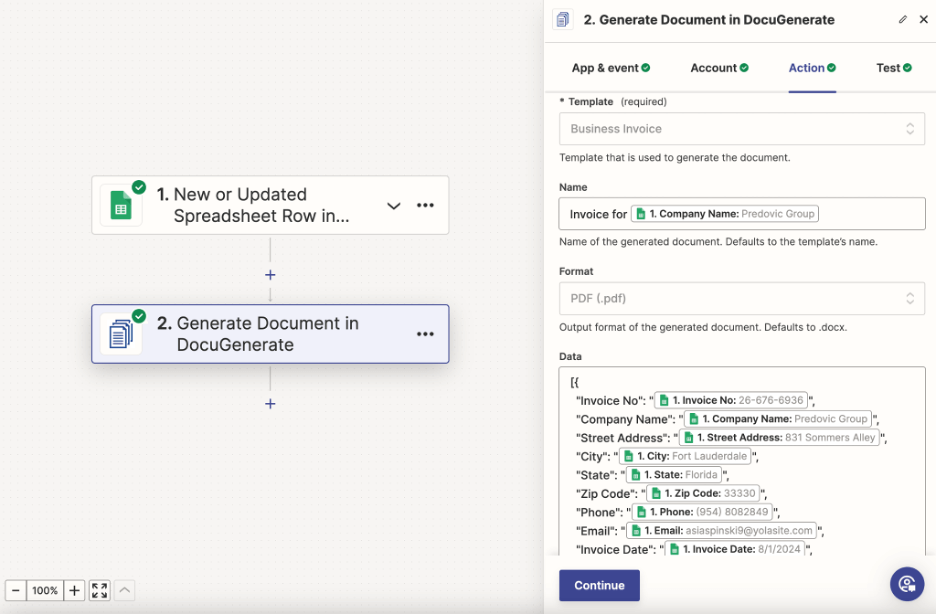 data parameter for docugenerate