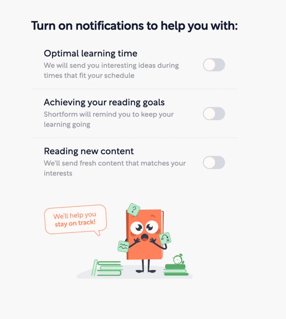 set notifications for shortform